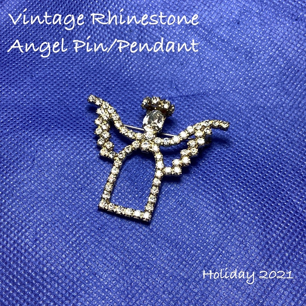 🆕Vintage Rhinestone Angel Pin/Pendant